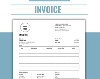 Editable Business Invoice Template: Minimalist Design (PDF, Excel)