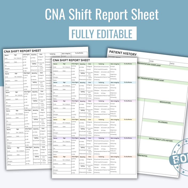 Cna Rounding Cna Rounding Sheet - Etsy
