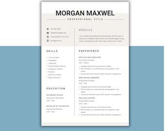 Minimalist Resume Template Canva - Etsy