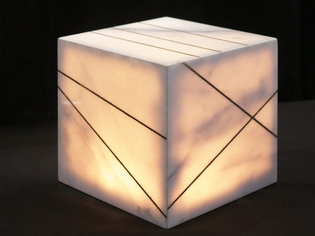 Cube Marble and Brass Light – Luxury LED Lamp - Etsy