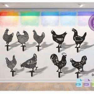 Rooster Garden Stakes Laser Cut Vector File (9 Pieces) (Digital Download)
