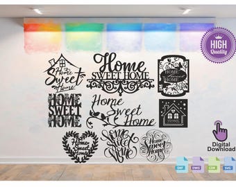 Home Sweet Home Laser Cut Files: CNC Vector Art (Digital Download)