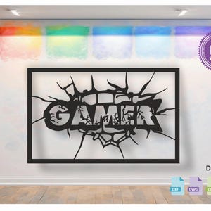 Gamer Wall art Decor vector drawing file for laser cutting , plasma cutting ( dxf , dwg , cdr , svg ) Metalic & Wood CNC machine