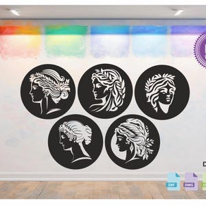 Greek Women Wall Decor Laser Cut File: Vector Art Bundle (Digital Download)