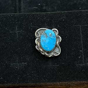 Vintage Navajo handmade sterling silver turquoise lapel pin