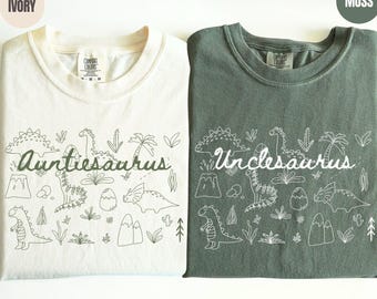 Comfort Colors® Auntiesaurus T-shirt, Matching Family Dinosaur Birthday Shirts, Cool Uncles Club Shirt, Funny Aunt Gift, Matching Couple Tee