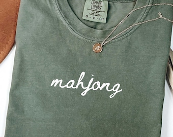 Comfort Colors® Minimalistic Mahjong Lover T-Shirt, Funny Tile Game Women's Tee, Board Game Gift, Mahjong Player Graphic Tee