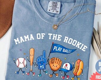 Comfort Colors® Mama Of The Rookie Tee, Baseball Mama Shirt, 1st Birthday Mommy Outfit, Baseball Theme Baby First Birthday