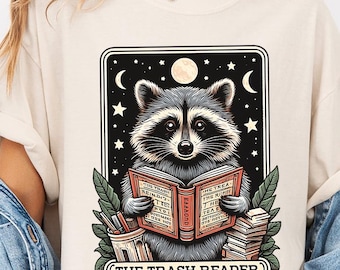 The Trash Reader Shirt, Raccoon Tarot Shirt, Gift For Book Lover, Racoon Smut Reader Shirt, Smutty Book Shirt, Women Humorous Graphic Tee