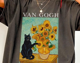 Vintage Artist T-shirt, Comfort Colors® Van Gogh Cat Shirt, Art Lover Shirt, Painter Shirts, Art Teacher Outfit, Oversized retro t-shirt