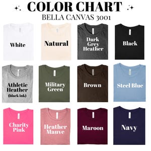 a group of t - shirts that say color chart
