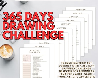 365 Days Drawing Challenge: Monthly Prompts for All Levels