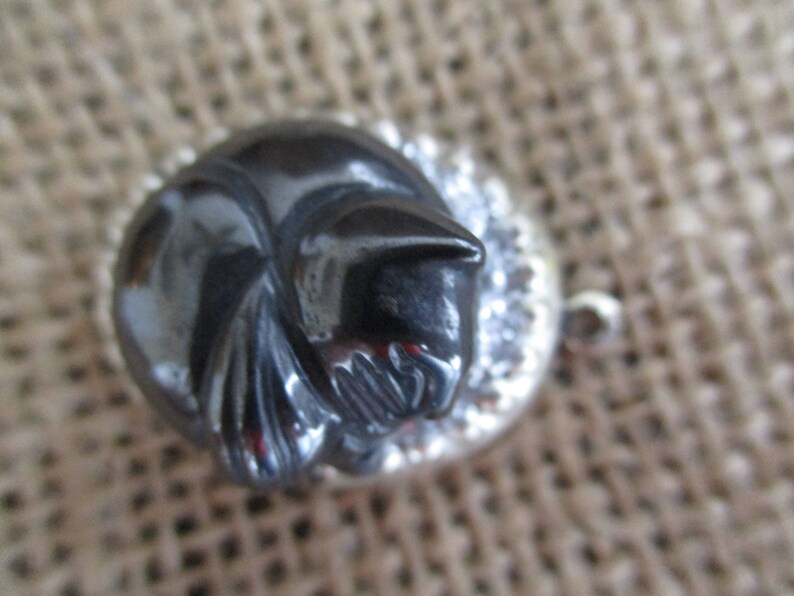 Hematite Sleeping Cat Cameo Pendant