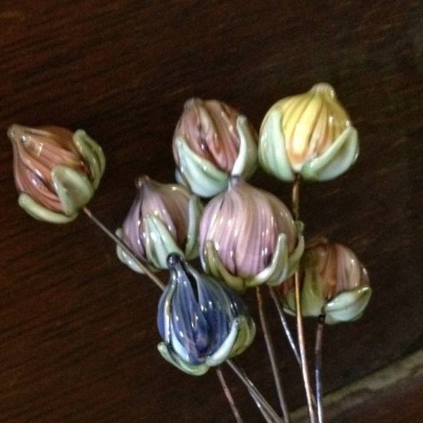 Murano doux Floral victorien Headpins Miniatures OOAK