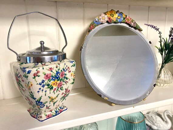 Vintage Antique Barbola Round Fl Mirror Dressing Table Vintage Antique Barbola Round Fl