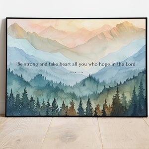 Psalm Mountain Landscape Scenery Christian Wall Art Vintage Art Print Landscape Painting Wall Hanging Art Christian Prints Gift for Mom