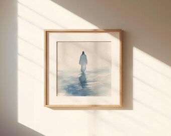 Jesus Walking Ocean Christian Wall Art Bible Verse Decor Modern Christian Minimalism Religious Decor Christian Gifts for Moms