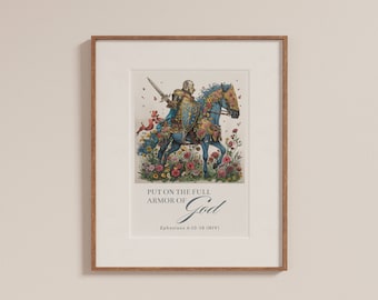 Armor of God Bible Verse Christian Printable Wall Art Religious Sign Armor of God Drawing Bible Wall Art Christian Art Digital Download