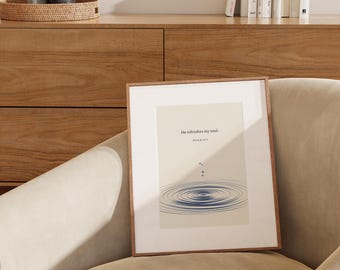 Arte de pared cristiano abstracto con gotas de agua, acuarela, escrituras, arte bíblico cristiano, decoración cristiana, regalos para mamá