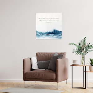 Ocean Wall Art Christian Wall Art Bible Verse Surfing Wall Art Coastal Print Watercolor Prints Religious Home Decor Gifts for Mom image 5