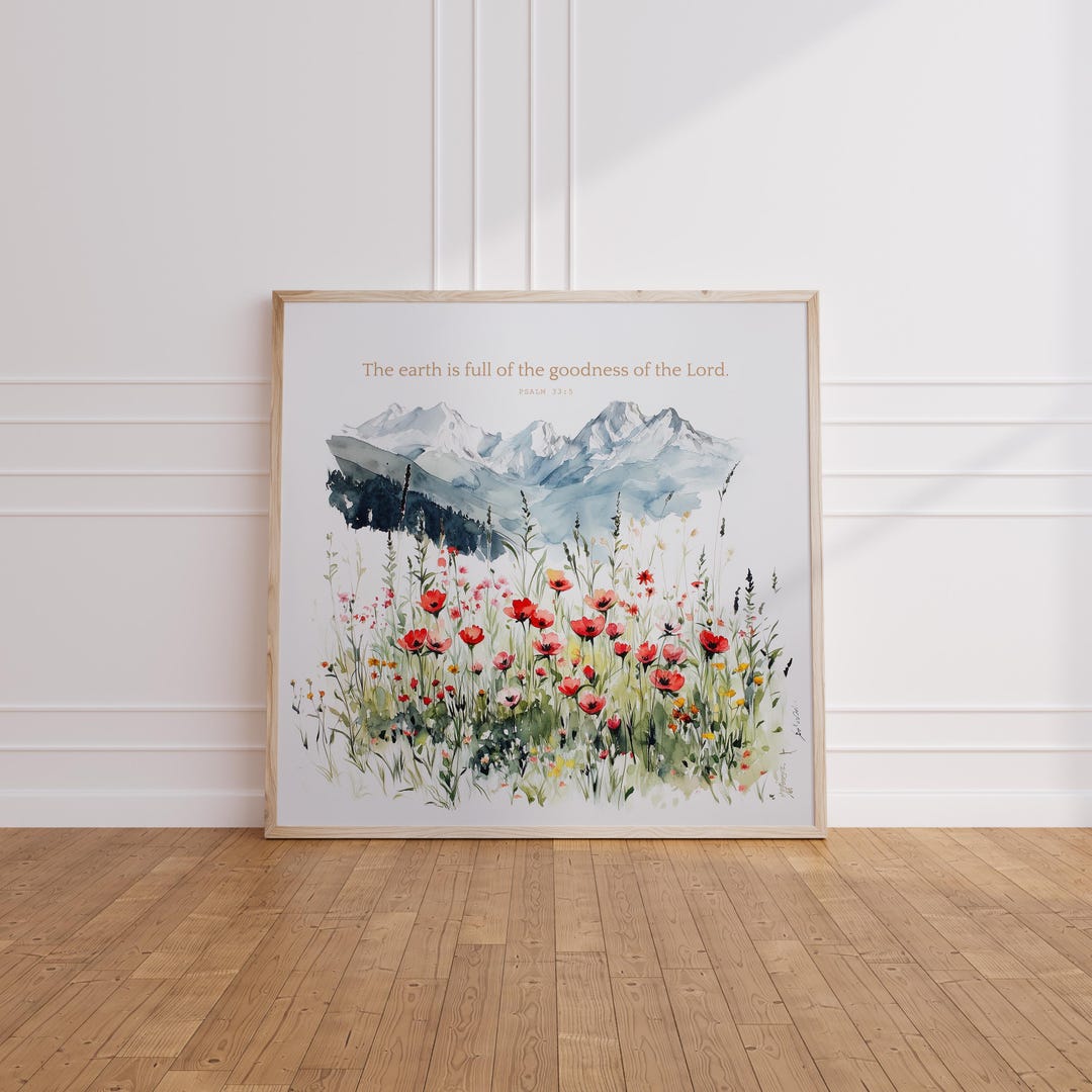 Christian Wall Art Mountain Wildflower Nature Prints Bible Verse Wall ...