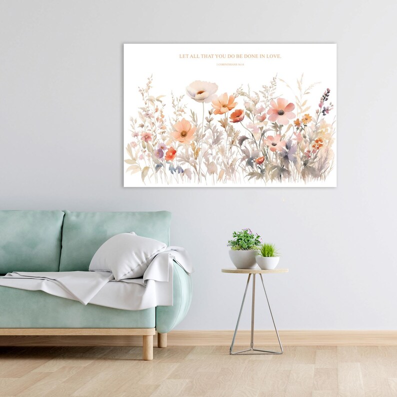 Wildflower Meadow Bible Verse Wall Art Inspiring Christian Decor Floral ...
