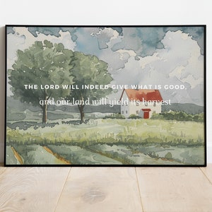 Psalm Christian Wall Art Modern Farmhouse Decor Country Painting Christian Wall Art Watercolor Landscape Christian Print