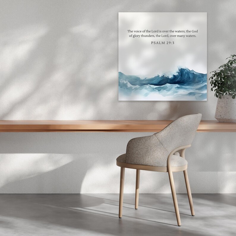 Ocean Wall Art Christian Wall Art Bible Verse Surfing Wall Art Coastal Print Watercolor Prints Religious Home Decor Gifts for Mom image 4