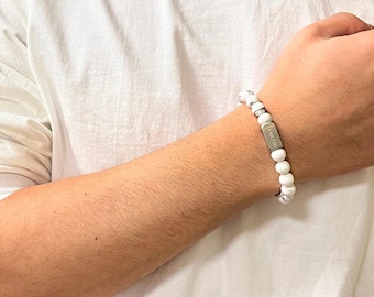 Lava Bead Diffuser Bracelet: White Zebra Jasper Aromatherapy Jewelry