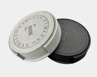 Sleek Coaster Set: 6 Waterproof and Heat-Resistant Drink Coasters with Holder