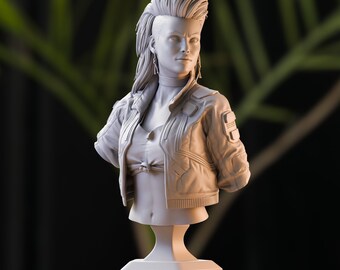 BUSTO DE ROGUE - Cyberpunk 2077 | Figura pintável | Estátua impressa em 3D 12K altamente detalhada | Pronta para aplicação de primer e pintura | Figura h3LL