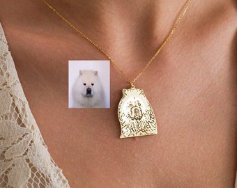 Custom Pet Memorial Photo Necklace ,Dog Photo Necklace , Dog Portrait Necklace ,Engraved Necklace ,Gifts for Pet Lovers , Pet Memorial Gifts
