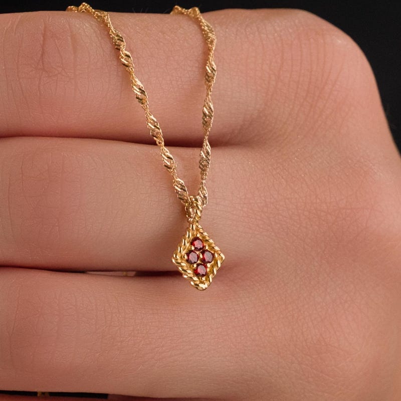 Vintage Birthstone Necklace in Twist Chain, Vintage Birthstone Pendant, Custom Birthstone Necklace, Birthday Gift