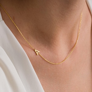 Sideways Initial Necklce , Initial Letter Necklace ,Asymmetrical Letter Necklace ,Gold Initial ,Minimalist Gifts for Her , Gift For Birthday