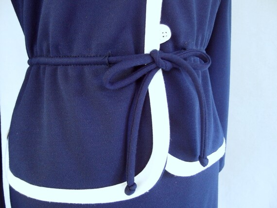 Blue Knit Suit - Vintage 1970's Knit Jacket and S… - image 5