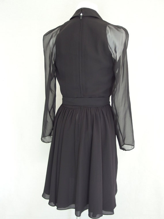 Black Party Dress, Vintage 1980's Faux Wrap Dress… - image 6