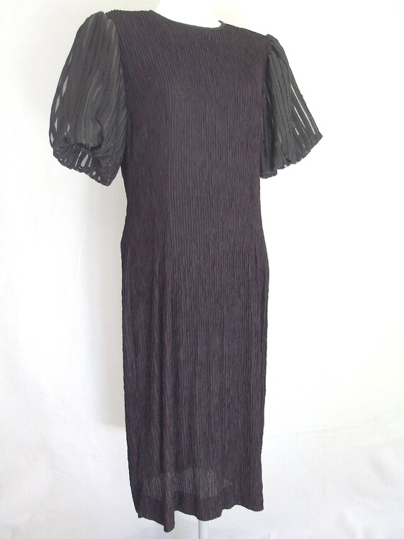 Black Party Dress, Vintage 1980's Leslie Fay Crin… - image 2