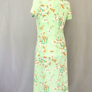 Vintage 1970's Mint Green Floral Dress and Jacket, Fits Size 6 to 8, Small image 4