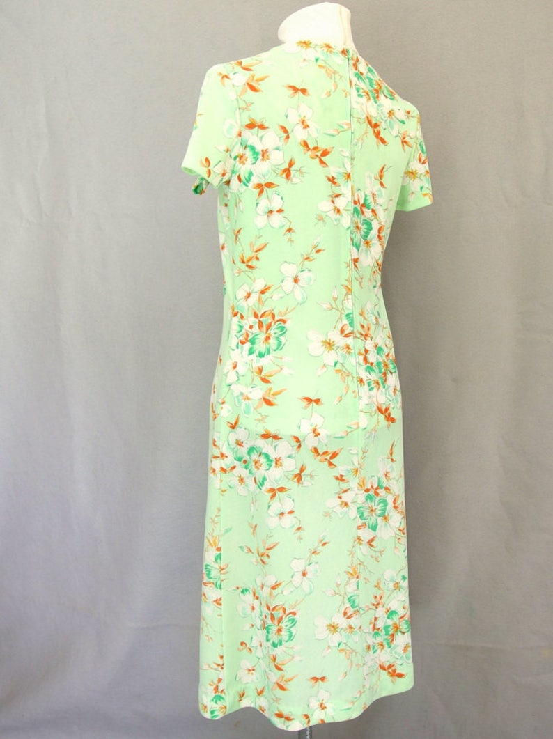 Vintage 1970's Mint Green Floral Dress and Jacket, Fits Size 6 to 8, Small image 4