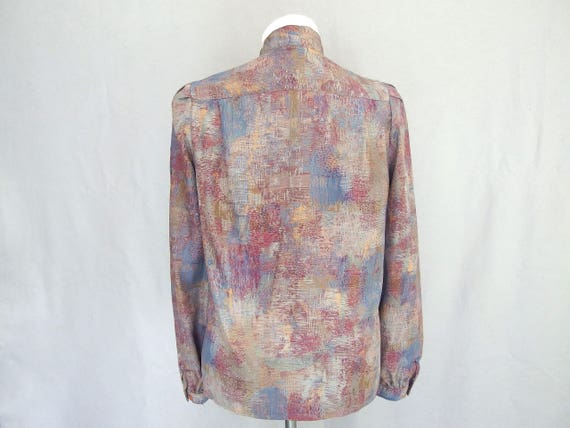 Gray Tie Blouse, Vintage 1970's Silky Blouse, Fit… - image 5