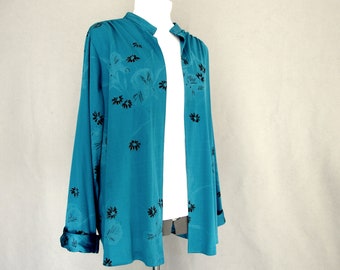 Vintage 1970's Slinky Teal Jacket, Fits Size 12, Medium