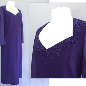 Purple Party Dress, Beaded Cocktail Party Dress by Evan Picone, Fits Size 8, Small image 1