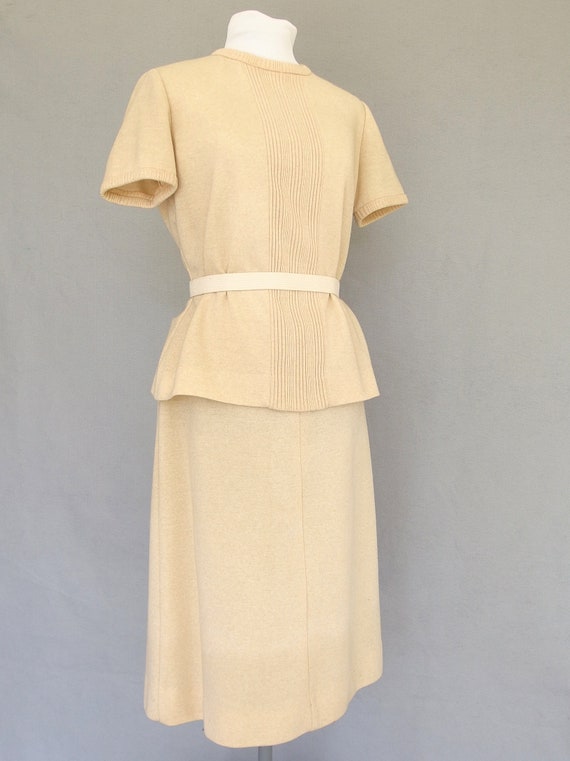 Beige Knit Skirt and Top, Vintage 1970's Leslie F… - image 4