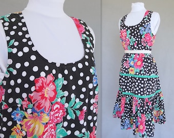 Oscar de la Renta Sundress for Swirl, Vintage 1980's Tiered Dress, Fits Size 14, Large