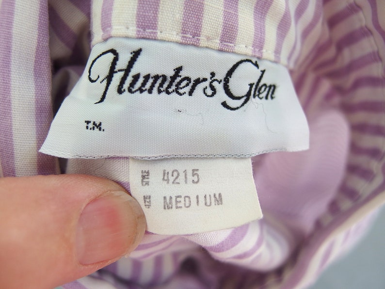 Fits Size 10-12 Purple Striped Blouse Vintage 1980/'s Button Down Shirt Medium
