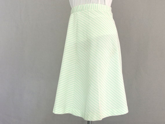 Green Striped Skirt, Vintage Pastel Chevron Skirt… - image 1