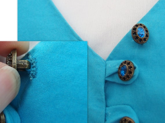 Boho Gypsy Dress, Vintage Turquoise Handmade Peas… - image 10