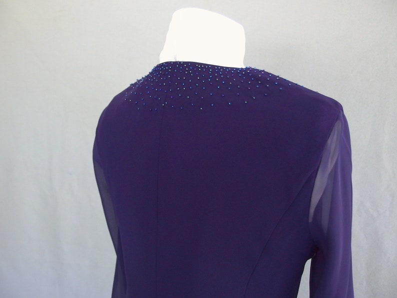 Purple Party Dress, Beaded Cocktail Party Dress by Evan Picone, Fits Size 8, Small image 5