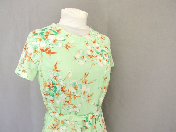 Vintage 1970's Mint Green Floral Dress and Jacket… - image 2