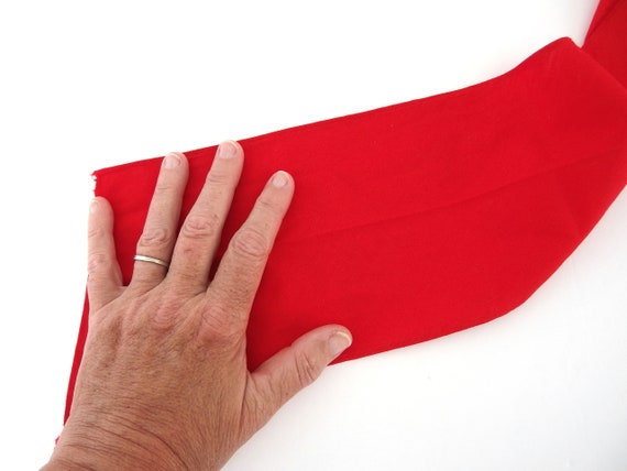 Narrow Red Cotton Scarf,  Vintage Neck Tie, Sash … - image 4